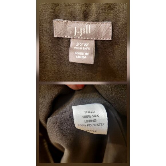 J.Jill Brown Geometric Print Short-Sleeve V-Neck Dress w Gathered Waist SZ 22W - Picture 9 of 11